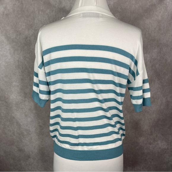 MaxMara Monogram Embroidered  Ragno Top In Blue Women's Size L - Picture 3 of 8